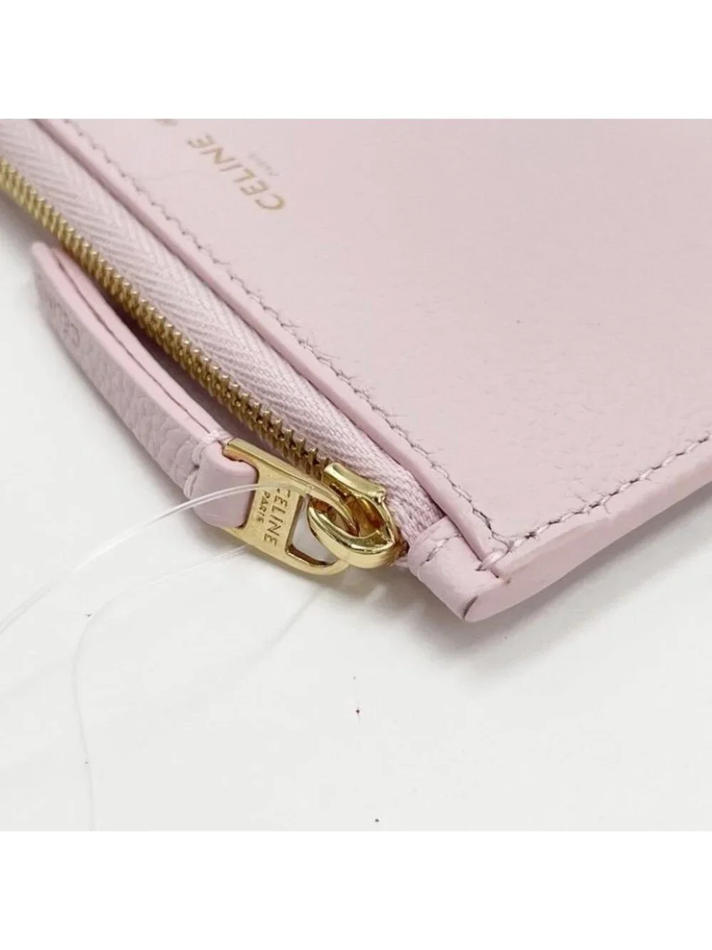 Celine Coin Case Card Holder Pink Leather Gold Display